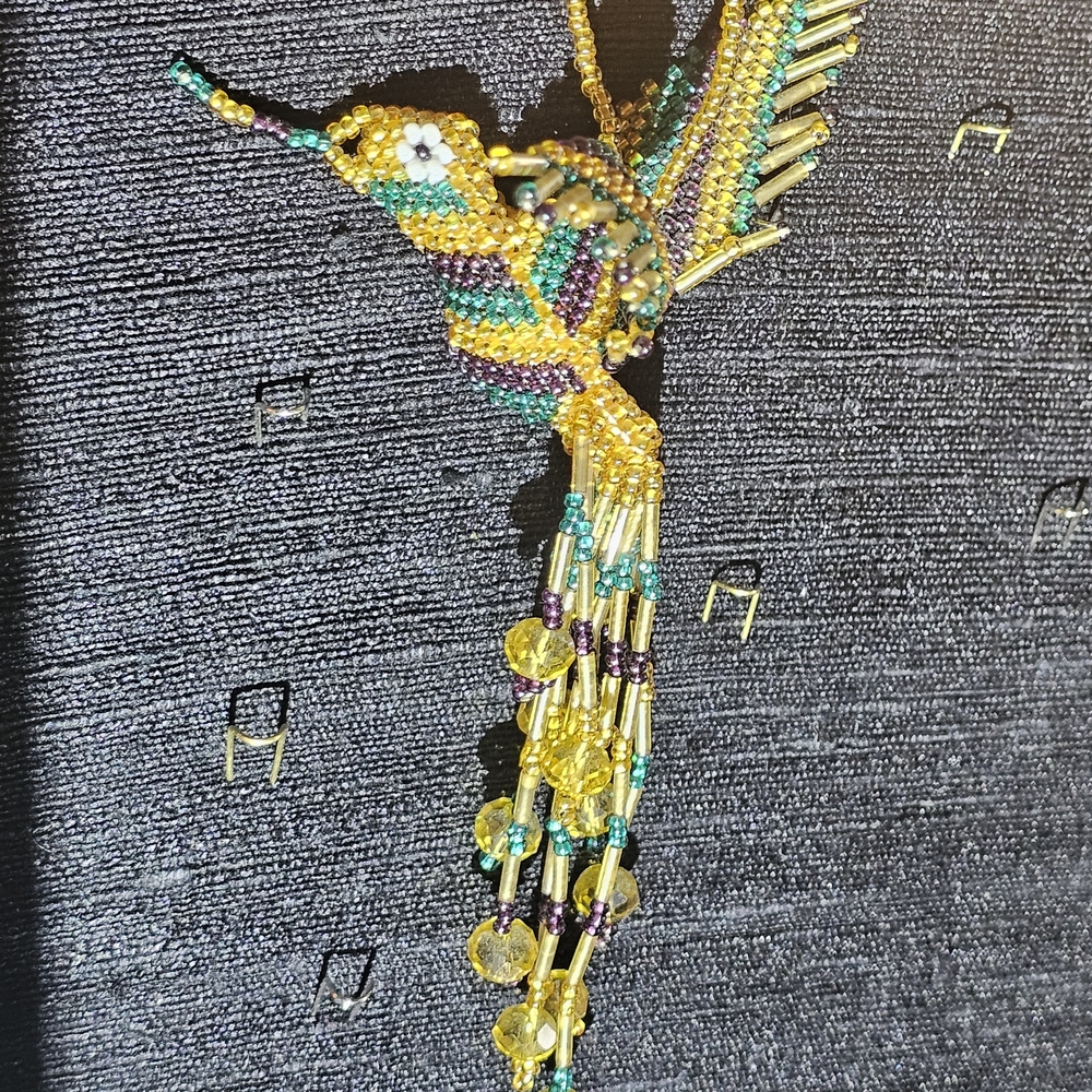Colorful Beaded Hummingbird Ornament